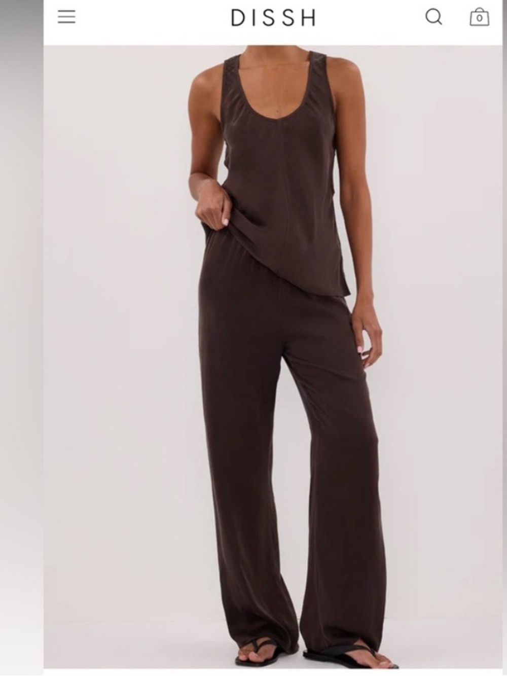 DISSH | Percy Bitter Chocolate Silk Pant Wide Leg Relaxed Pants size 12 large